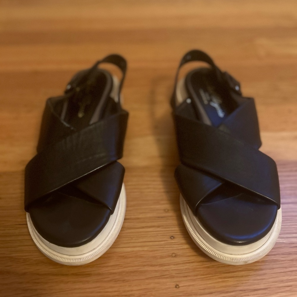 Robert Clergerie Black Sandals with white Soles